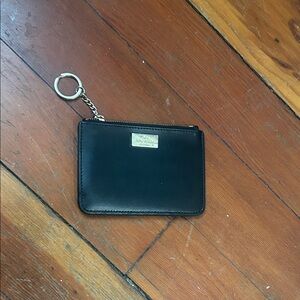 Kate Spade Black Leather Zip Card Holder Keychain
